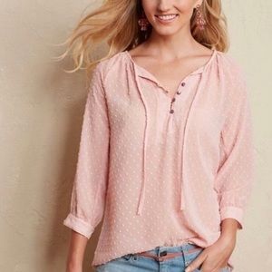 Matilda Jane Blush Swiss Dot Sheer Mae Blouse Size XS